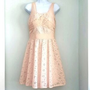 NWT Lace soft dusty rose pink smocked mini dress size medium